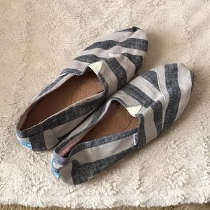Blue/cream TOMS, barely worn